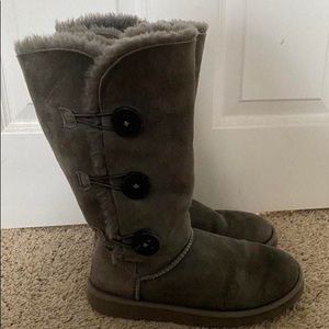 Grey tall button uggs